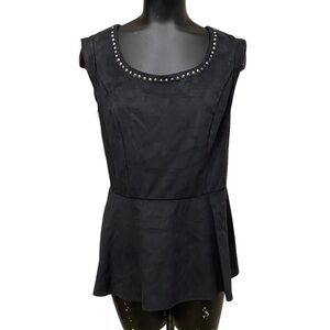 NEW Torrid Black Faux Suede Peplum Top Studded Neckline